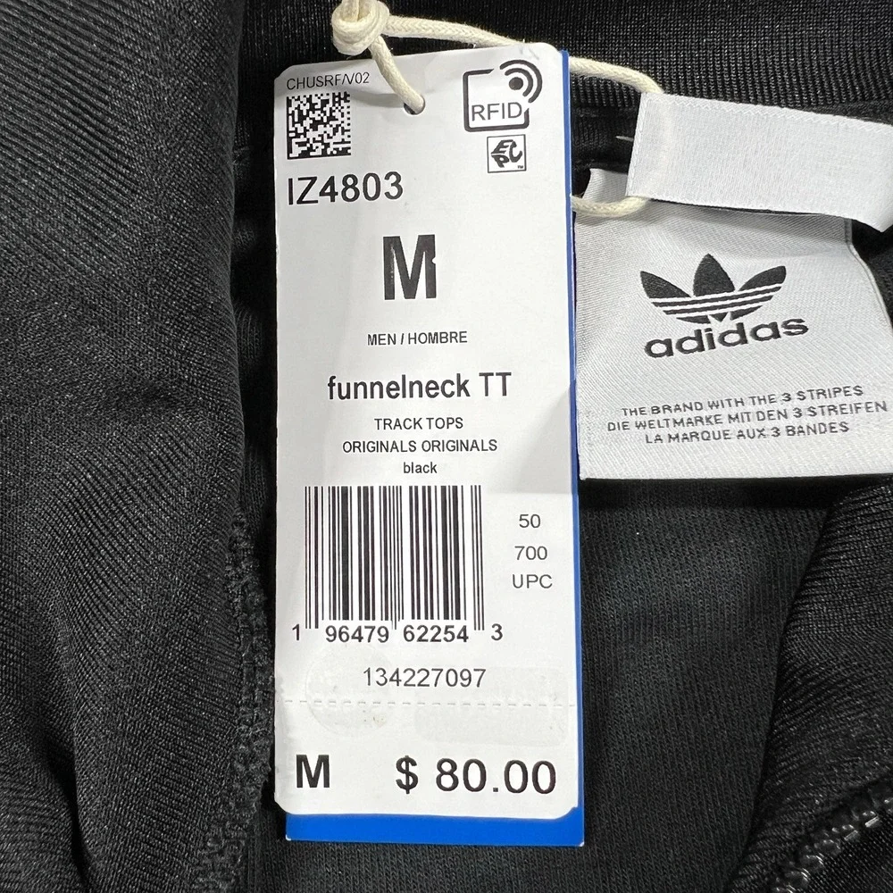 Adidas Originals Funnel Neck 1/4 Zip Track‎ Jacket Top Men's Size M Black IZ4803